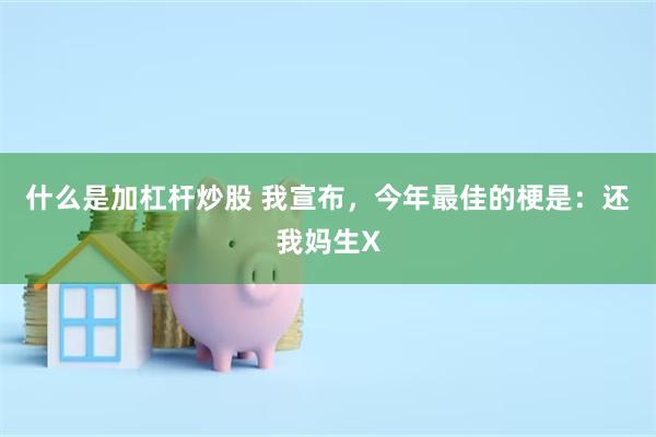 什么是加杠杆炒股 我宣布，今年最佳的梗是：还我妈生X