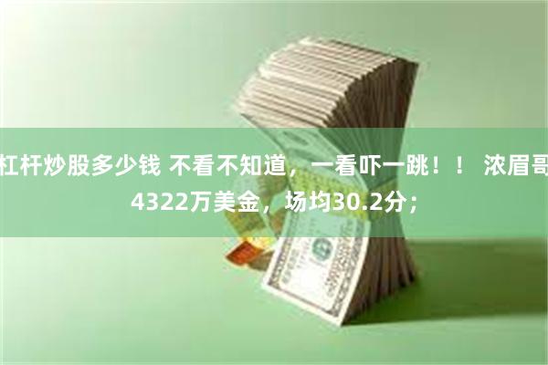 杠杆炒股多少钱 不看不知道，一看吓一跳！！ 浓眉哥4322万美金，场均30.2分；