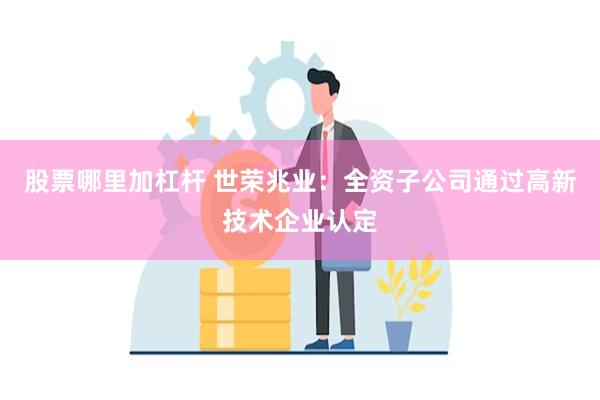 股票哪里加杠杆 世荣兆业：全资子公司通过高新技术企业认定